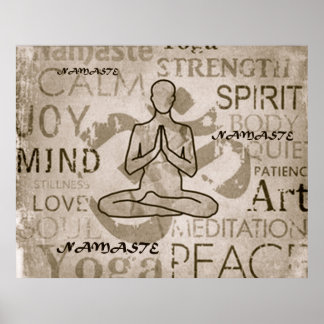 Namaste Yoga Kärlek Charcol Lotus Skriv ut Poster