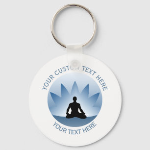Namaste Yoga Lotus Pose Flower Blue Anpassningsbar Nyckelring