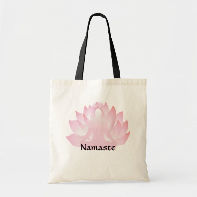 Namaste Yoga Lotus Pose Flower Budget Toit Bag Tygkasse (Framsidan)