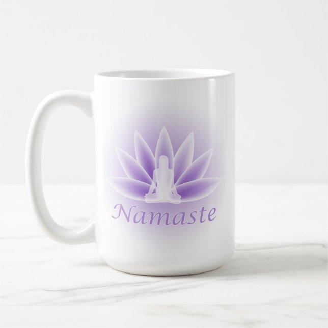 Namaste Yoga Lotus Woman Flower Violet Kaffemugg (Vänster)