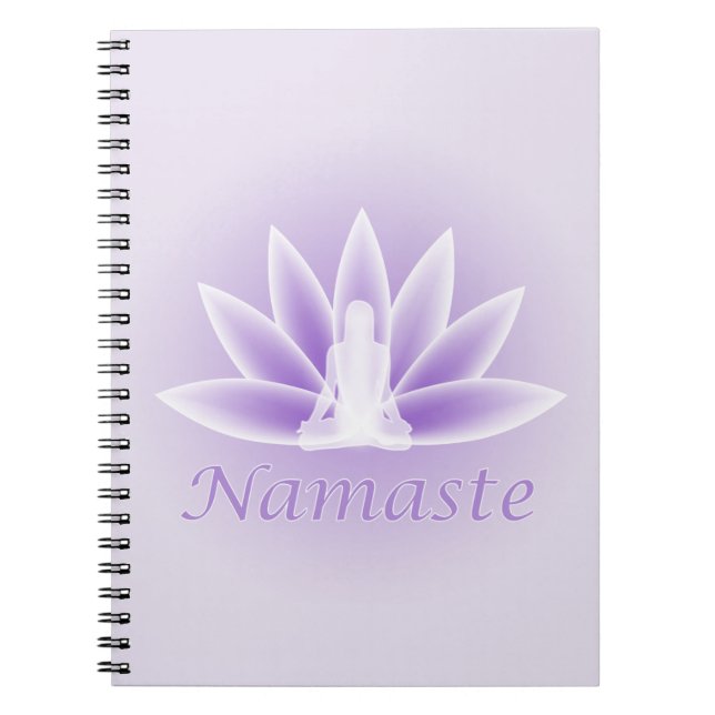 Namaste Yoga Lotus Woman Flower Violet Notebook Anteckningsbok Med Spiral (Framsidan)