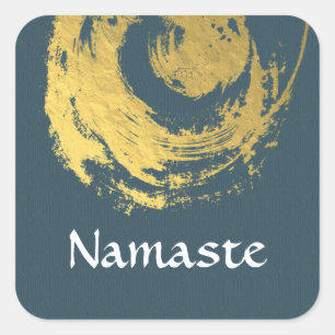 Namaste Yoga Meditation-instruktor Blue Guld ZEN Fyrkantigt Klistermärke