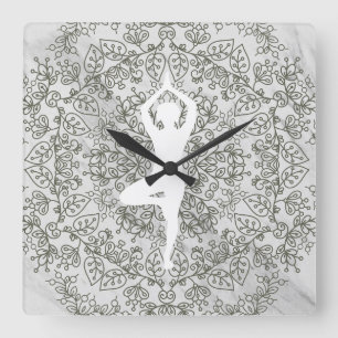 Namaste Yoga Pose Mandala Mönster Fyrkantig Klocka