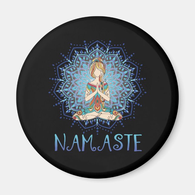 Namaste Yoga Pose med Chakra för Yoga Älskare min Magnet (Framsidan)