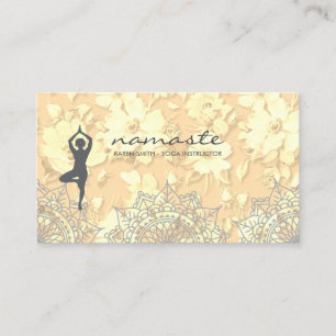 Namaste Yoga Pose Tribal-Blommönstret Visitkort