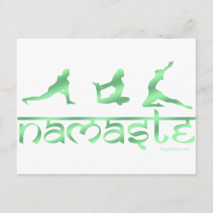 Namaste yoga poserar grönt vykort