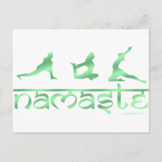 Namaste yoga poserar grönt vykort