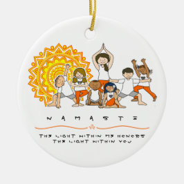 Namaste Yoga Poses Teacher med Studenter Ornament