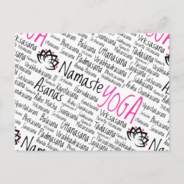 Namaste Yoga Positions Asana Poses Sanskrit Namn Vykort (Framsida)