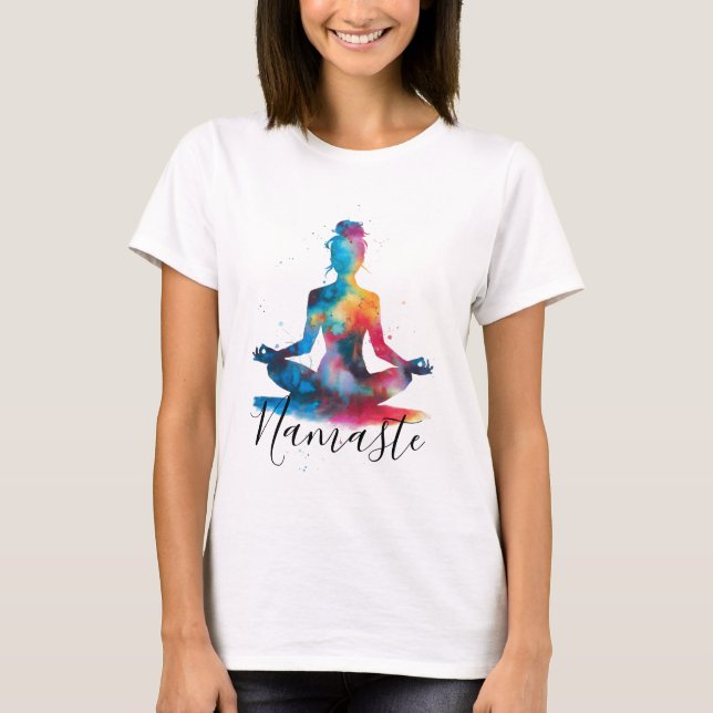 Namaste Yoga Silhouette | Färgfull meditation T Shirt (Framsida)