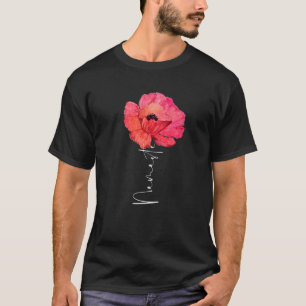 Namaste Yoga som säger Watercolor Red Poppy Flower T Shirt
