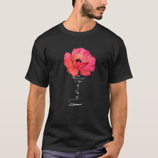 Namaste Yoga som säger Watercolor Red Poppy Flower T Shirt