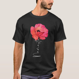 Namaste Yoga som säger Watercolor Red Poppy Flower T Shirt