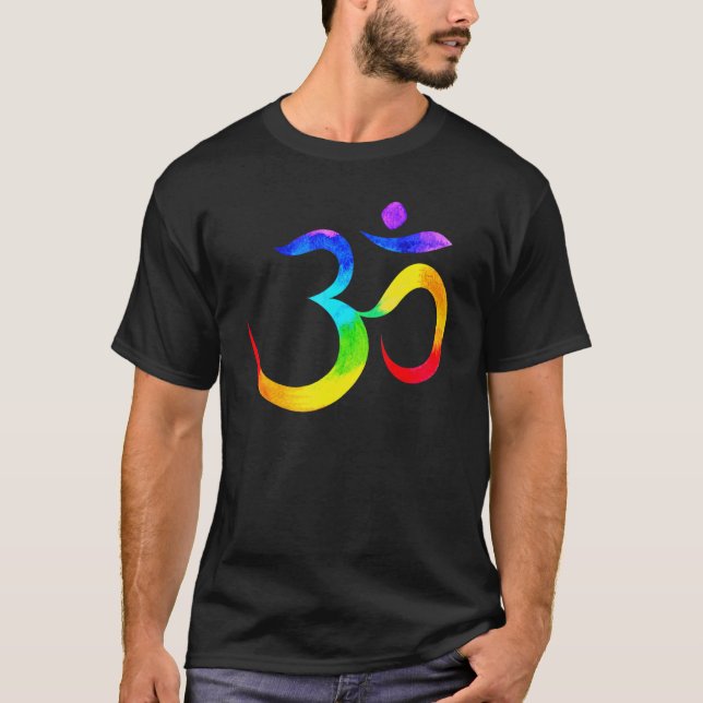 Namaste Yoga Symbol Rainbow T Shirt (Framsida)