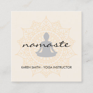 Namaste Yoga Tribal Mönster med lotus position Fyrkantigt Visitkort