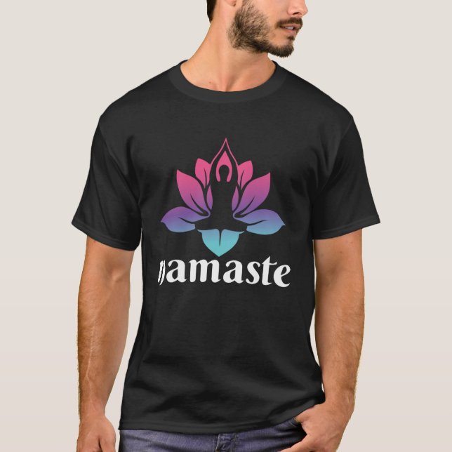 Namaste Yoga Yogi Gym Exercise Workout T Shirt (Framsida)