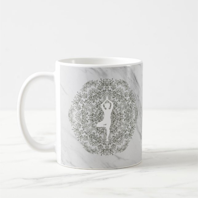 Namaste yogaställning | Mandala-mönster Kaffemugg (Vänster)