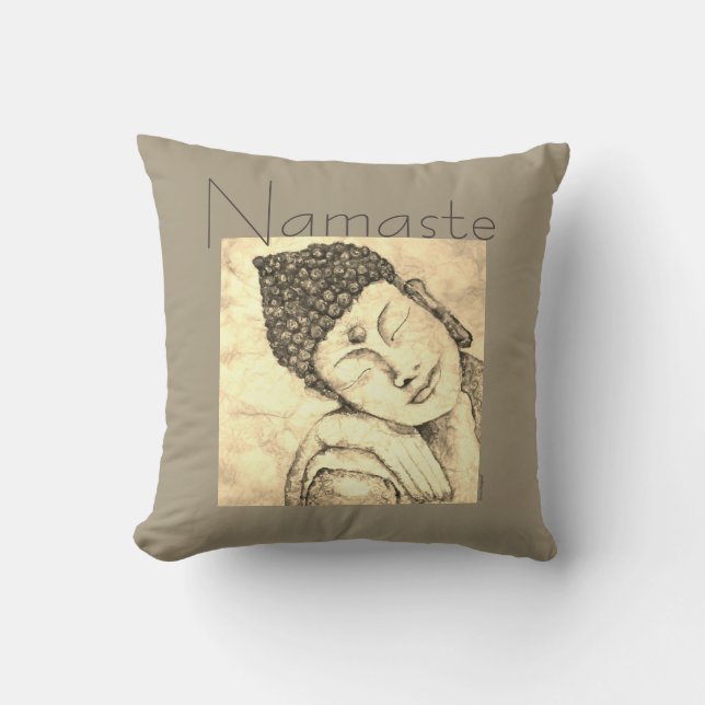 Namaste Zen Buddha Akvarell Konst Kudde (Framsida)