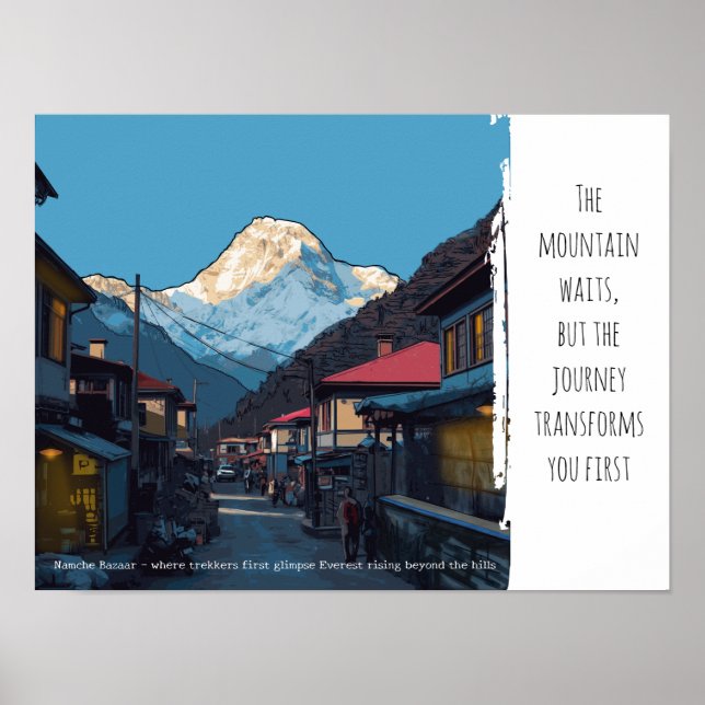 Namche Bazaar Everest Gryningseventyr Motivation Poster (Framsidan)