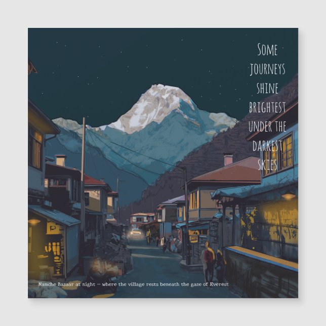 Namche Bazaar Everest Natt Souvenir Present Magnet (Framsida)