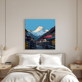 Namche Bazaar Everest View Illustrated Canvastryck