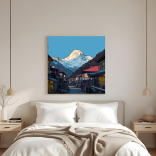 Namche Bazaar Everest View Illustrerad Konst Canvastryck