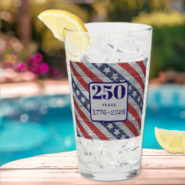 Name 250 years 1776-2026 Stars Stripes Pint Glaskopp