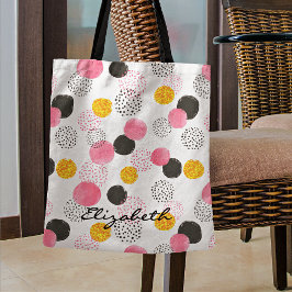 Name, Abstract Pattern Pink Black Gold Circles Tygkasse