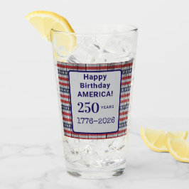 Name America 1776-2026 Red Stripes Blue Stars Pint Glaskopp