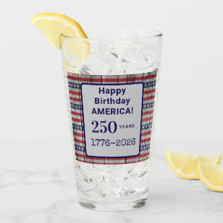 Name America 1776-2026 Red Stripes Blue Stars Pint Glaskopp