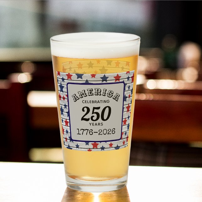 Name, America Celebrating 250 years 1776-2026 Pint Glaskopp (Skapare uppladdad)