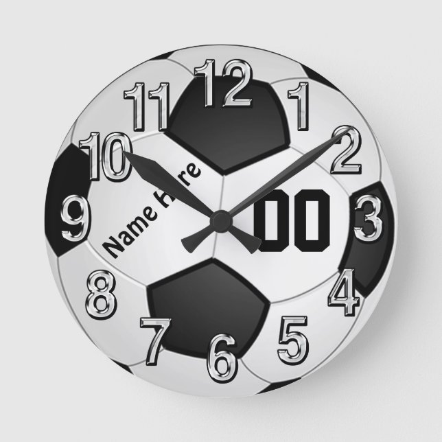 NAME and Jersey NUMBER Soccer Wall Clocks Rund Klocka (Framsida)