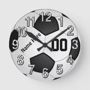NAME and Jersey NUMBER Soccer Wall Clocks Rund Klocka