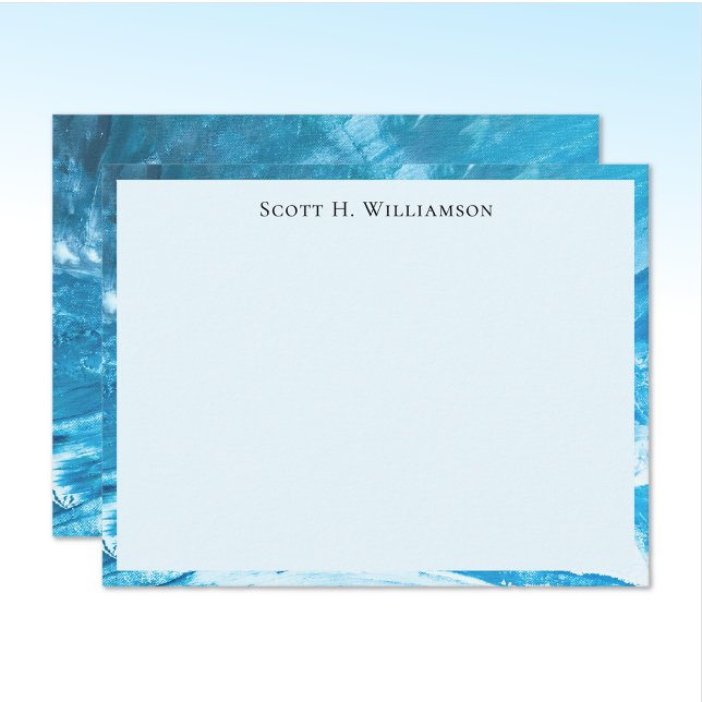 Name || Azure Blue Abstract Painting Frame Anteckningskort (Skapare uppladdad)
