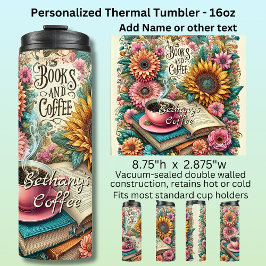 Name, Books & Coffee with Flowers