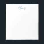 Name Calligraphy Script Plain Simple White Blue Anteckningsblock<br><div class="desc">This template can be customized to meet all professional occupations.</div>
