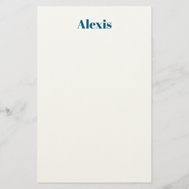 Name Calligraphy Script Plain Simple White Blue Brevpapper (Framsida)