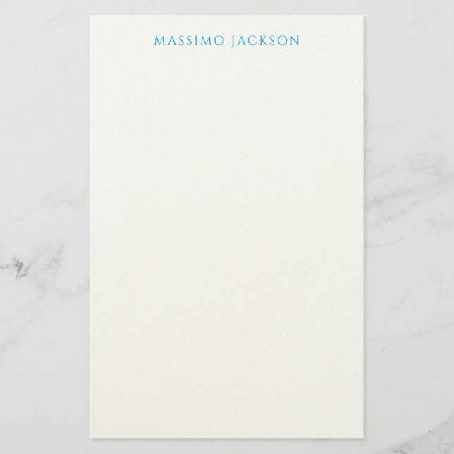 Name Calligraphy Script Plain Simple White Blue Brevpapper (Framsida)