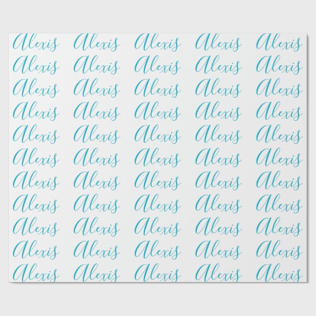 Name Calligraphy Script Plain Simple White Blue Presentpapper (Platt)