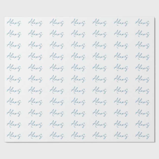 Name Calligraphy Script Plain Simple White Blue Presentpapper (Platt)