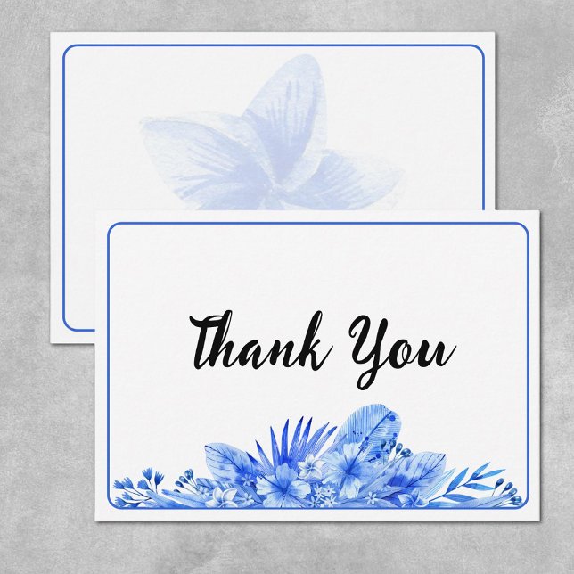 Name, Cobalt Blue Thank You Flat Note Card Anteckningskort (Skapare uppladdad)