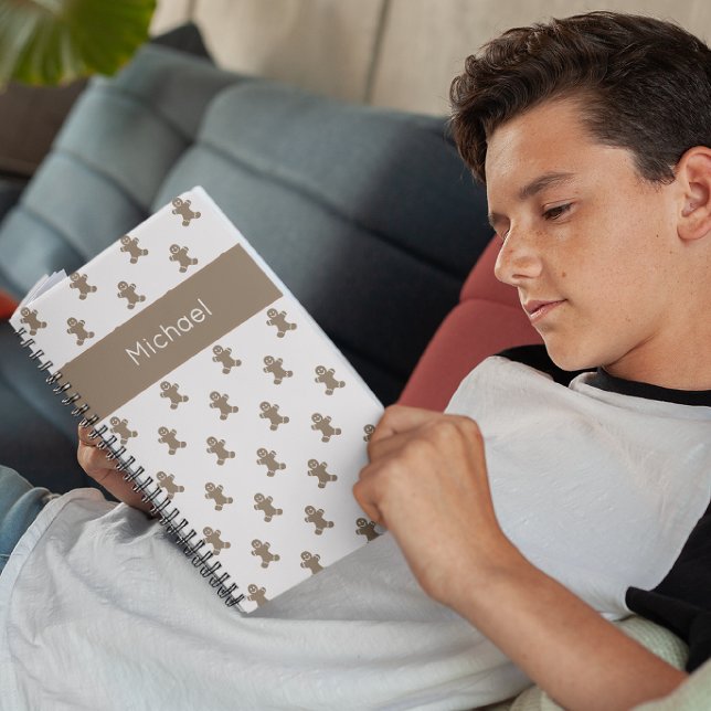 Name Cute Gingerbread Man Cookies Holiday Notebook Anteckningsbok (Skapare uppladdad)