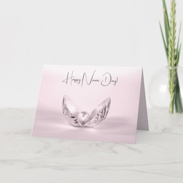 Name Day Pearl In Seashell Kort (Framsida)