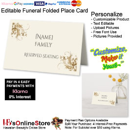 [Name] Family Reserved Seating Memorial Funeral  Placeringskort