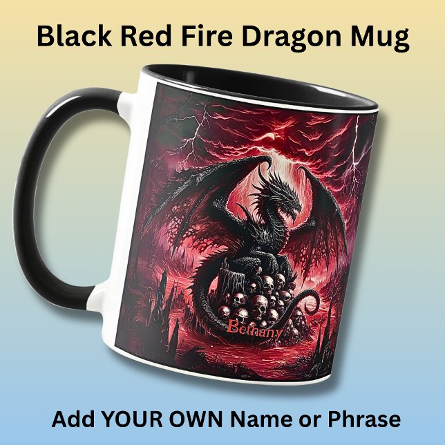 Name, Fantasy Fire Dragon with Skulls  Mugg (Skapare uppladdad)