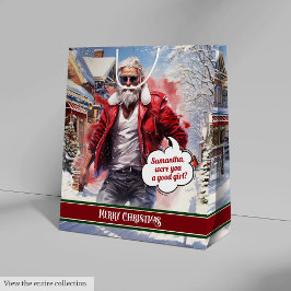 Name Gift Bags Handsome Santa Holiday Keepsake
