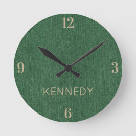 Name || Home Office Classic Green Denim Print 8-in Rund Klocka