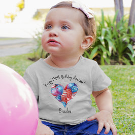 Name, July 4th Balloons Heart 3mos to 24mos T Shirt