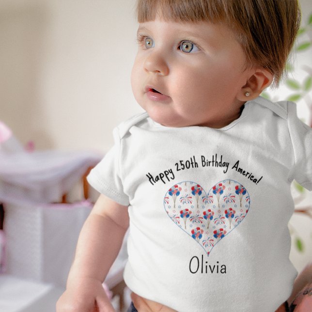 Name, July 4th Balloons Heart Newborn - 24mos T Shirt (Skapare uppladdad)