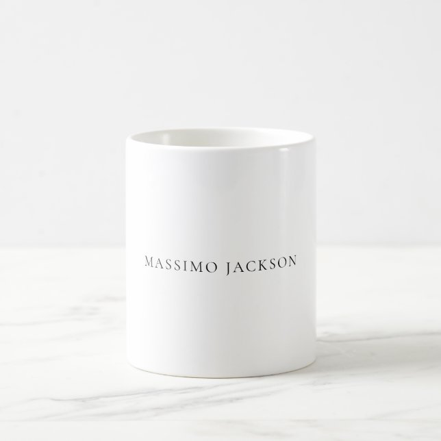 Name Minimalist Modern Plain Simple Black White Kaffemugg (Center)